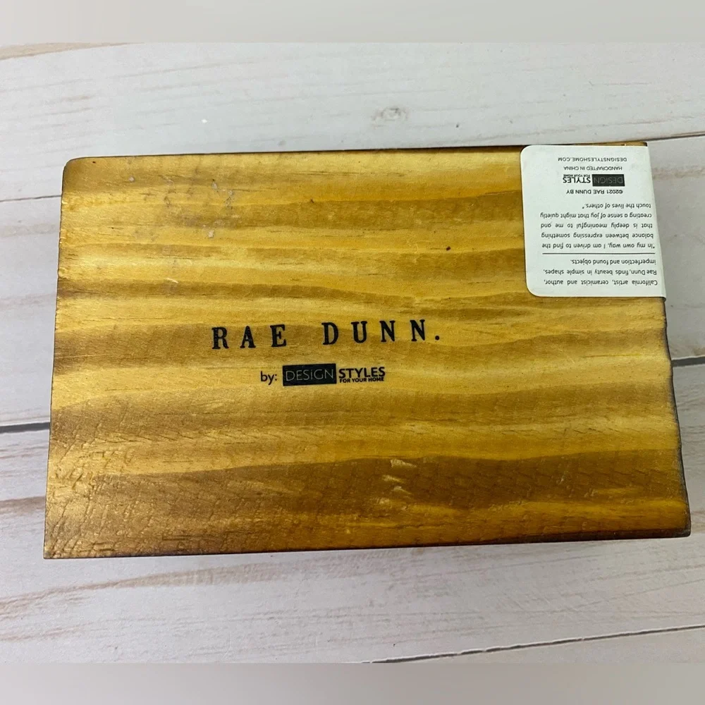 Rae Dunn WASH Black Soap Dish Wooden Base NWT